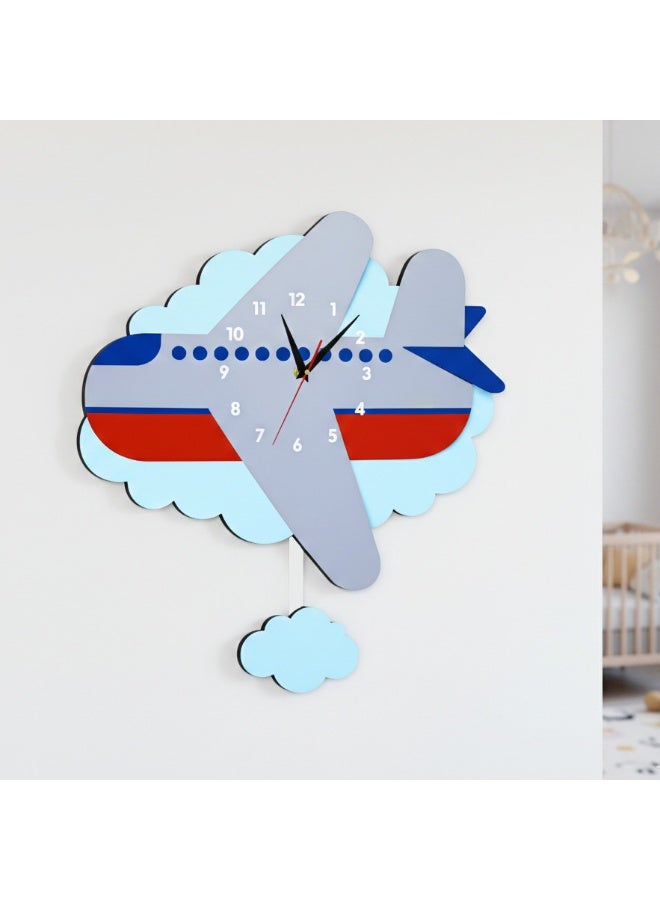 A high-quality, elegantly designed pendulum wall clock in the shape of an airplane, featuring cheerful colors and a quiet movement. Easy to install and suitable for various uses and decors. - Image 2